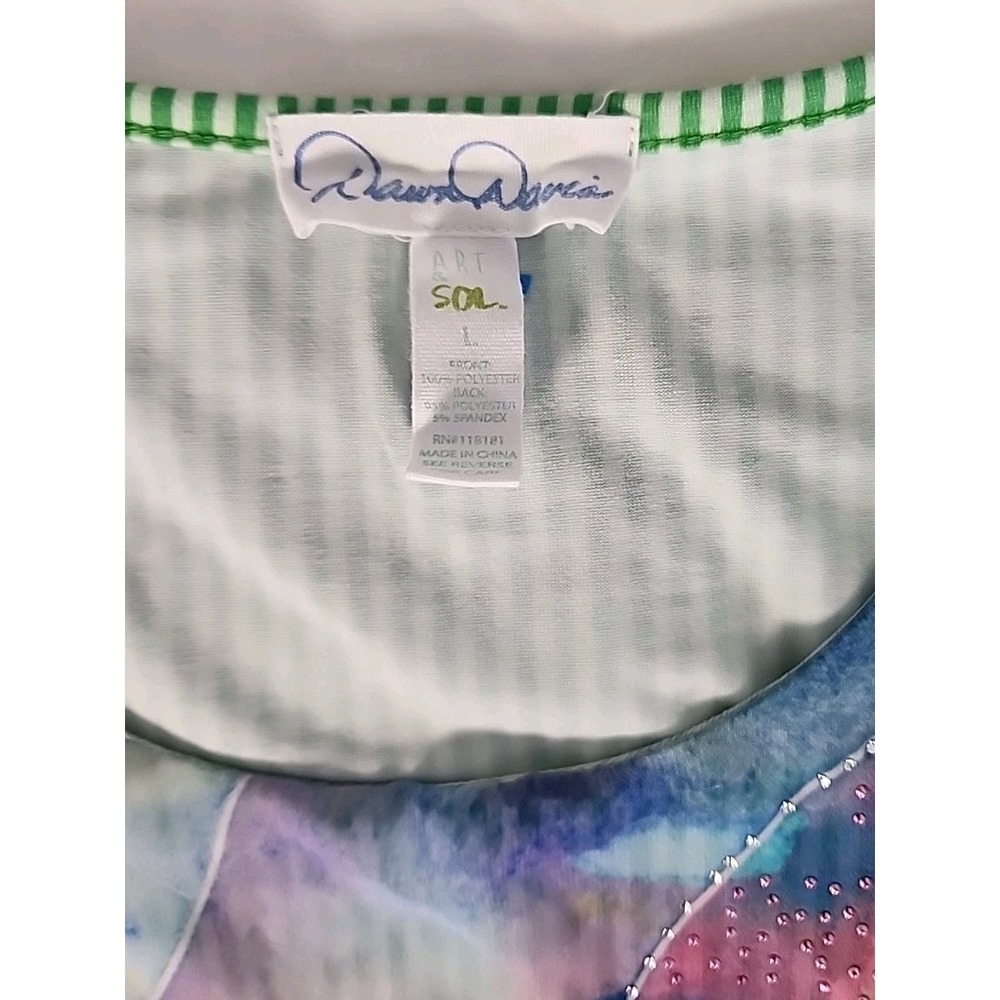 Dawn Davis Women's Large Watercolor Sleeveless Blouse Art-2-Wear Butterfly Bling - Picture 4 of 9